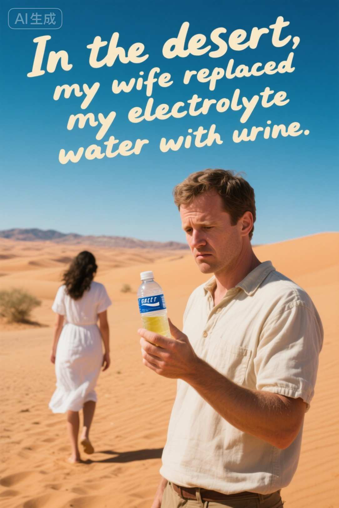 In the desert, my wife replaced my electrolyte water with urine