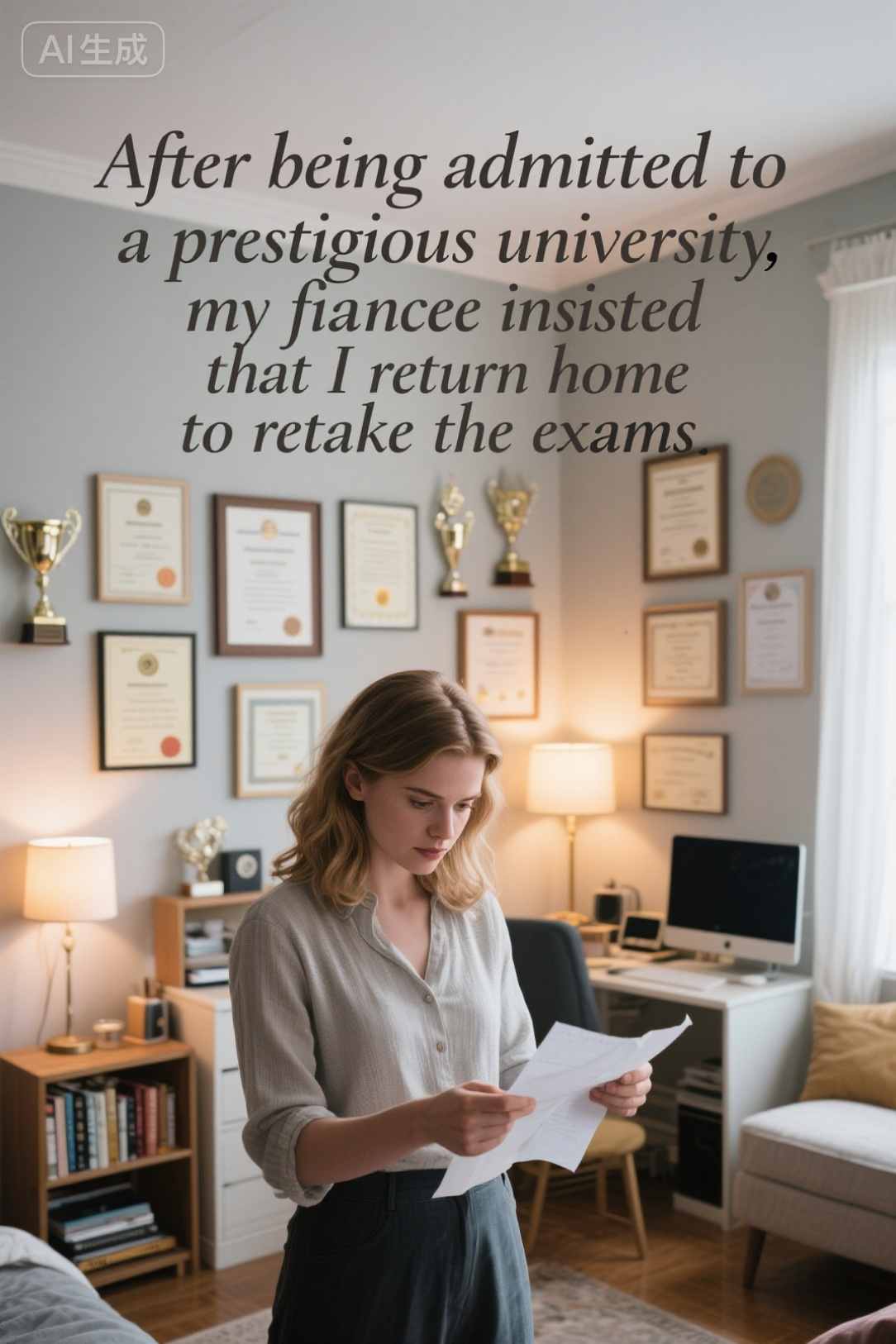 After being admitted to a prestigious university, my fiancée insisted that I return home to retake the exams